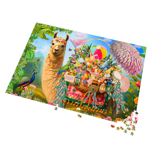 A Life Well Played, Music Festival Llama Illustration Jigsaw Puzzle 2,000 pieces with Tin | Colorful Festival