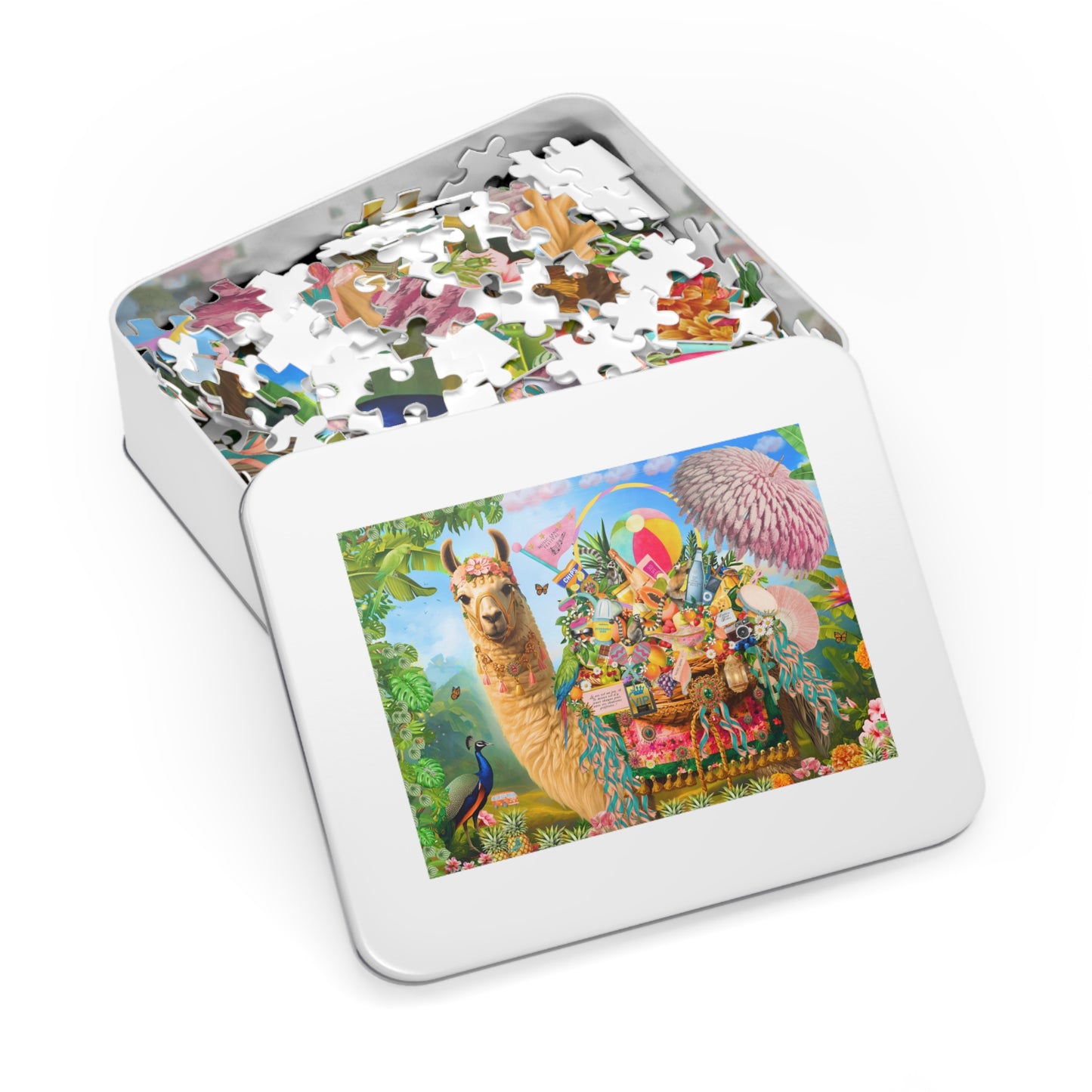 A Life Well Played Music Festival Llama Puzzle | Luxury Art 500 Piece Puzzle With tin | Whimsical Festival Art Gift